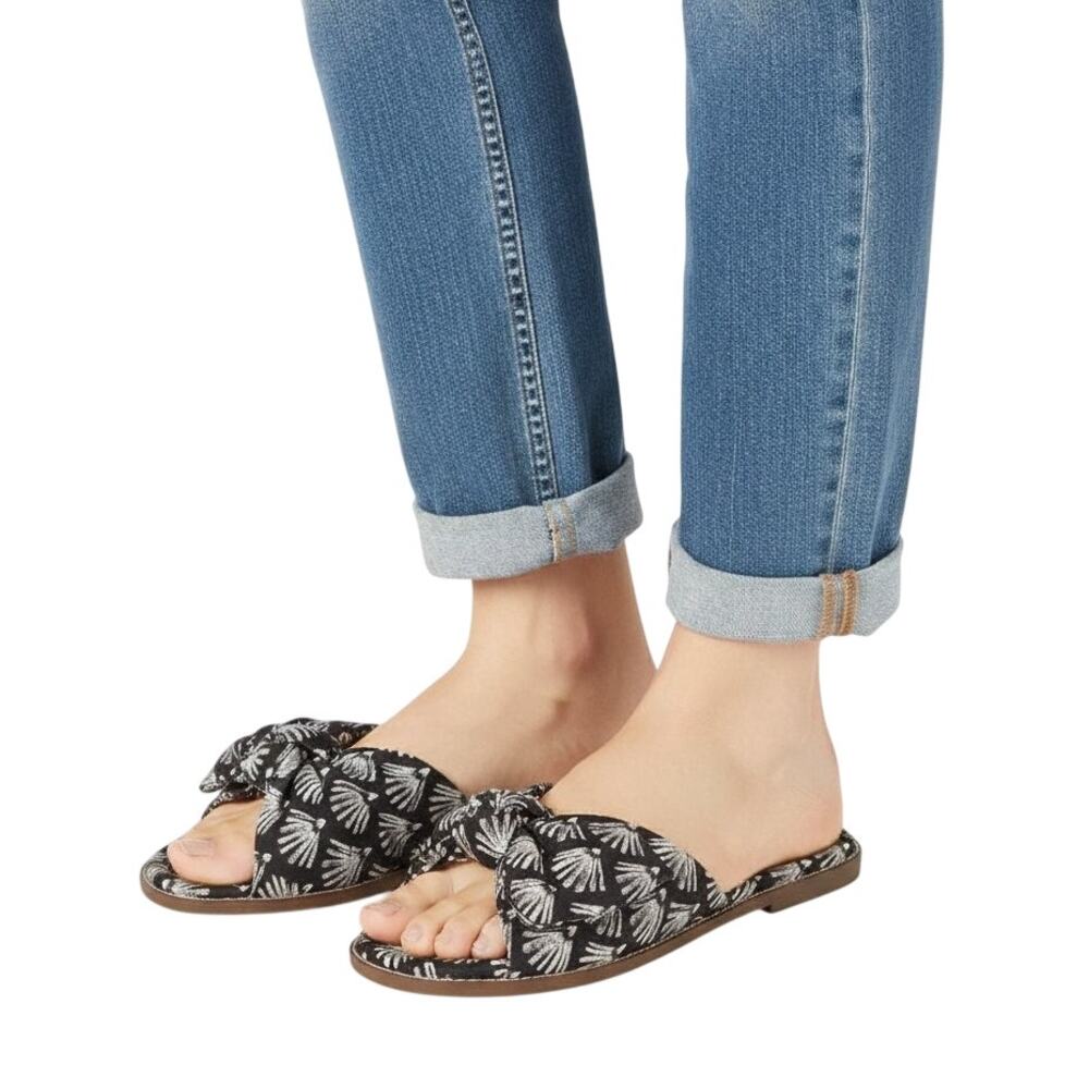 J.Crew Black Ivory Printed Knot Slide Sandals, US8 SRP: $80